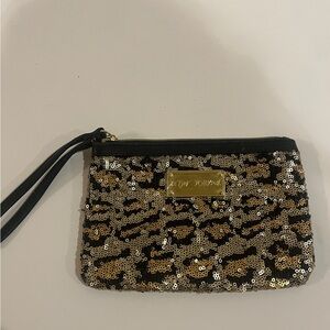 Betsey Johnson Sequin Cheetah Print Bag - Black and Gold